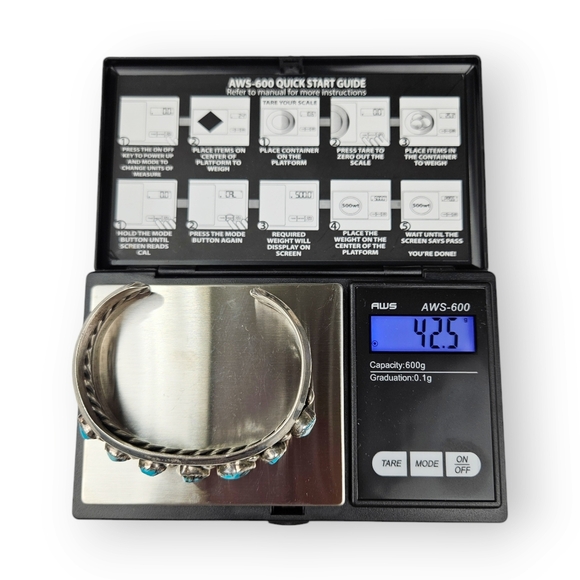 Navajo Sterling Turquoise Cuff Bracelet 7 Stone 925 Silver Vtg Native American - Picture 9 of 9